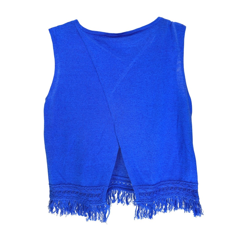 Lilly Pulitzer Edenwood Linen Fringed Tank Royal Blue Split Open Back Medium - Picture 7 of 7